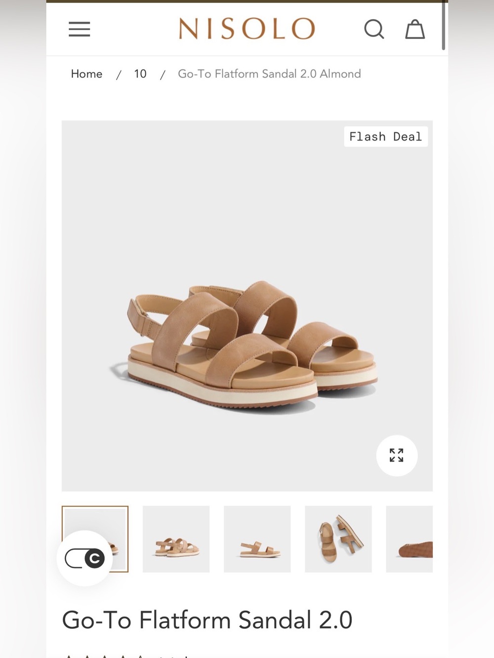 Nisolo Go-To Flatform Sandal in Almond Size 9 EUC
